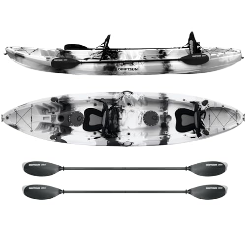 Driftsun Teton 120 Hard Shell Kayak for 2-3 People with Paddles Gray & White