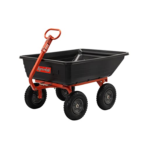 Agri-Fab 45-0594 4-Wheel Poly Convertible Pull/Tow Garden Dump Cart 1,200lb Tow Capacity Black