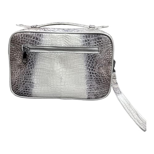 Vietnam Genuine Himalayan Alligator Crocodile Leather Golf Shoe Bag White and Grey