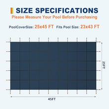 Pool Safety Cover Fits 25x45ft Rectangle Inground Pools, Triple-Stitched for Maximum Strength,Heavy-Duty Mesh for Heavy Snow & High Wind, All Seasons Pool Cover for Home & Hotel (Blue Mesh, 25x45ft)