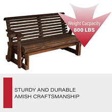Amish Casual Heavy Duty 800 Lb Roll Back Pressure Treated Porch Glider with Cupholders (5 Foot, Dark Walnut Stain)