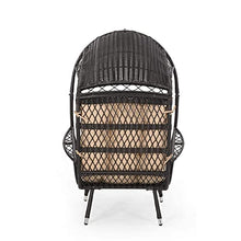 Outdoor Wicker Standing Basket Chair with Cushion for Outdoor Seating with Washable Cushion-Perfect for Balcony Deck and Poolside Furniture Sets Beige (Black)