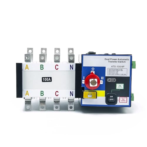 100A 4P ATS Generator Dual Power Automatic Transfer Switch AC220V Control Voltage for ATS Controller Diesel Generator Parts(100A 4P)