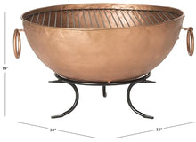 SAFAVIEH Outdoor Bangkok Metal Fire Pit, 32" Copper/Black PIT1005A