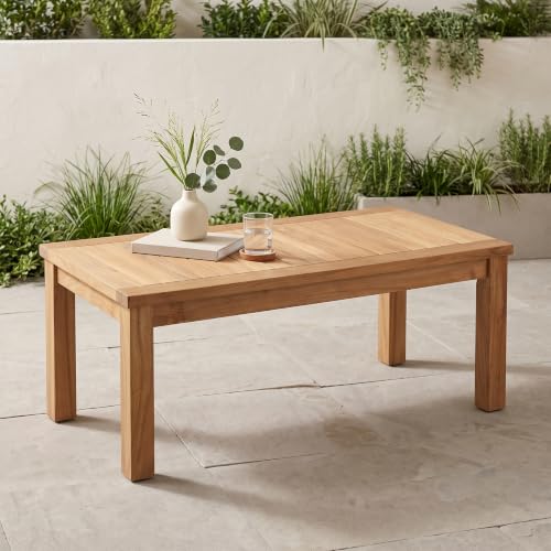 Hives & Honey Pavilion Outdoor Teak Coffee Table, Solid Grade-A Teak Wood, Weather-Resistant Patio Table for Deck, Garden, Poolside