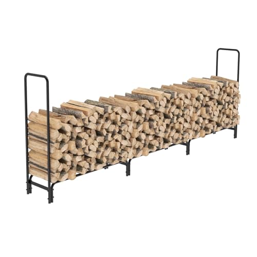 EliteBloom Heavy Duty Adjustable Metal Firewood Rack for Outdoor Use 12ft Length Sturdy Log Holder and Wood Stacker for Firewood Storage and Organization,
