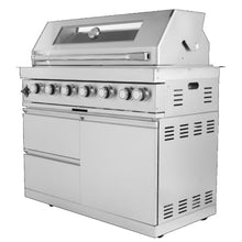6-Burner Built-in Stainless Steel Gas Grill, Outdoor BBQ Grill with Granite Countertops & Rotisserie, Premium Cooking Station with Storage Cabinets & Wheels for Backyard Patio Kitchen