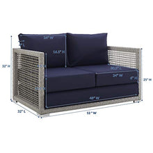 Modway Aura Outdoor Patio Loveseat Gray Navy