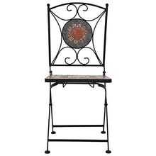 JKSVTF 3 Piece Mosaic Bistro Set Ceramic Tile Orange/Grey, Garden Table and Chairs, Garden Chairs Set, Patio Set, Outdoor Table and Chairs, Garden