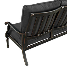 Oakland Living Black Aluminum Patio Deep Seating Outdoor Two Seater Loveseat with Black Cushions