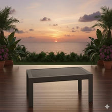 Seeheool Outdoor Coffee Table with Metal Frame for Patio Backyard Garden Pool Porch Lawn 43" x 24" x 16" Gray