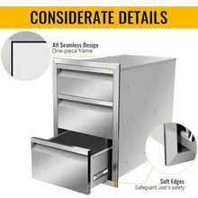 TBLOTYD Stainless Steel Outdoor Kitchen Drawers - Wall Mount BBQ 3-Tier Storage with Handle Ideal for Grill Stations,35.5 Wx53.3 Hx58.4 D Cm