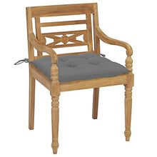 Foknhdi 4-Pack Teak Outdoor Dining Chairs with Gray Cushions, 21.7x20.3x33.1 in Solid Weather-Resistant Patio Seating for Garden, Balcony, Backyard
