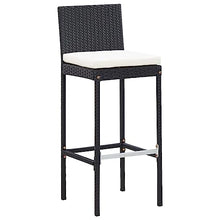 Kaorsrow Outdoor Bar Set Black 8-Piece Rectangular Rattan Patio Furniture Set with Acacia Wood Top, Modern Dining Height 78.7"x31.5"x43.3" for Garden Patio Backyard Balcony