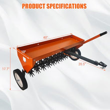Tow Behind Aerator, 40 Inch Spike Aerator with Universal Hitch, Durable Lawn Aerator Soil Penetrator Tractor with Transport Wheels, Steel Teeth, Tray, Suitable for Lawn, Farm and Garden, Orange