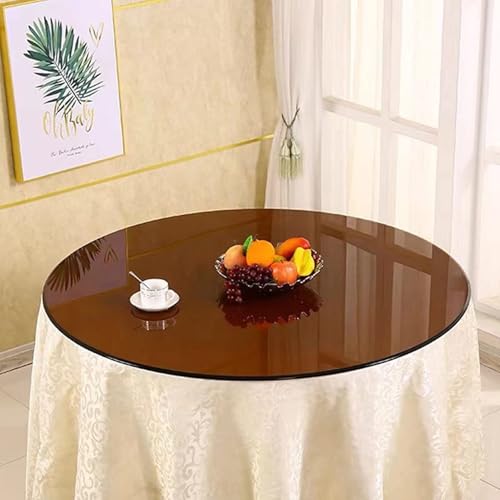 Pealihuy Transparent Black Brown, Outdoor Patio Round Glass Table Top 40cm 50cm 60cm 80cm Tempered Glass Table Top with Rounded Edge, for Kitchen Dining Tables Or Coffee Table(80cm(32 in))