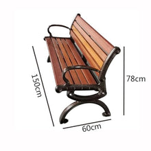 Ronghw0607 Garden Bench Brown Wooden Outdoor Bench with Backrest Leisure Aluminum Bench Park Patio Seat