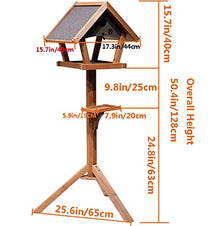 WXLYJXUE Birdfeeder Outdoor Wooden Bird Feeder Pole Hanger for Outside with Roof and Feeder Tray Easy to Assemble for Garden Yard Decoration