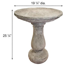 Solid Rock Stoneworks Classic Oval Concrete Birdbath – 24” Tall Outdoor Garden Accent – Heavy-Duty Handcrafted Cement Bird Bath – Weather Resistant Yard Décor – Made in USA- PreAged