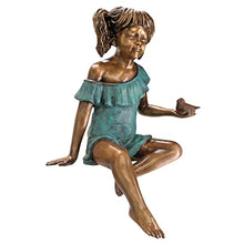 Design Toscano Bridgette with Bird Cast Bronze Garden Statue Two Tone Bronze & Verdigris