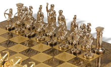 The Chess Store Archers Theme Chess Set Bronze & Blue Copper Pieces Brown Board