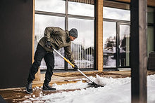 Fiskars Snow Pusher for Shallow Snow Layers, X-Series, Length: 173 cm, Aluminium/Polymer, Black/Orange/Grey, 1057179