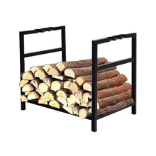 EliteBloom Heavy Duty Metal Firewood Rack with Shelf, Indoor & Outdoor Fireplace Log Holder and Stoveware Accessory
