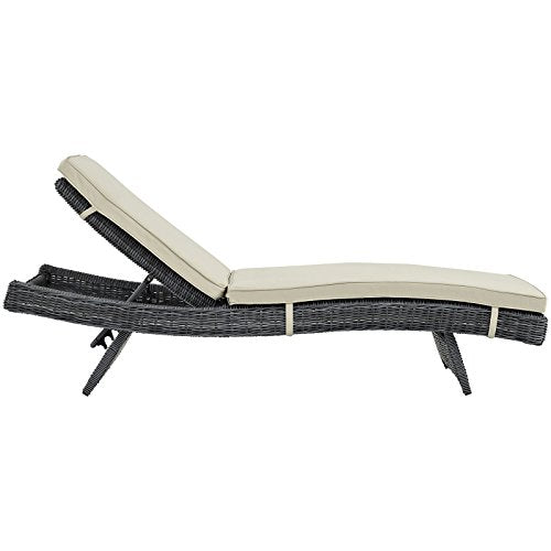 Modway Summon Wicker Rattan Outdoor Chaise Lounge Chair Beige