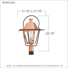 Quoizel Rue De Royal Charleston Outdoor Post Lantern 22.75 Inch 1-Light Aged Copper