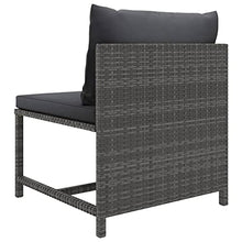 LKJVFCPW 11-Piece Poly Rattan Patio Furniture Set, Modular Outdoor Sofa with Coffee Table and Washable Cushions, Grey Garden Lounge Chairs for Backyard, Deck, Poolside