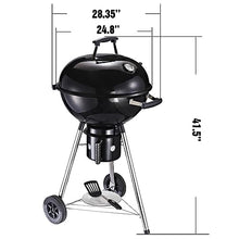 AUPLEX Kettle Premium Charcoal Grill 22-Inch, Movable Barbecue Charcoal Grill With Built-in Thermometer, Porcelain-Enameled Lid, Slide Out Ash Catcher For Outdoor Cooking, Patio, Backyard, Black