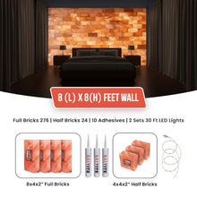 8 x 8 Ft Himalayan Salt Wall Panel Kit with LED Lighting Complete Himalayan Pink Salt Wall Panels for Sauna Home Spa Wellness Room