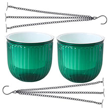 4 pcs Planters Hanging Garden Inch and Self Gray Fence for Chains Hooks Plants Resin Succulent Chain Plant Decorative Pots Round Containers Outdoor Indoor Basket (Greenx3pcs 16.5X15CMx3pcs)