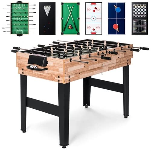 Fast Furnishings 10-in-1 Combo Game Room Table Set Brown