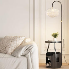 ZHONGCHENGWU Floor Lamp Modern End Table with Lamp, USB Port & Charging for Bedroom, Living Room(Black)