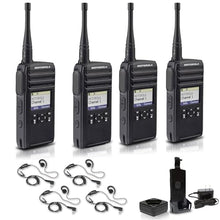 Motorola Solutions DTR700 Digital 2-Way Radio with 4 x HKLN4604 PTT Earpieces Black