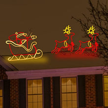 LAMPHOME 92"x32" Animation 978 LED Two Deers and Santa Super-Bright Multi LEDs Outdoor Christmas Decoration with 11 Functions and Timer Waterproof for Outdoor Home Party Lawn