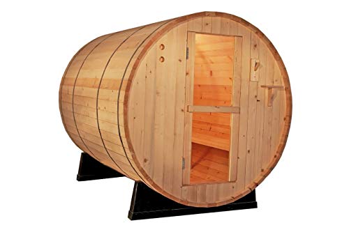 SymbolicSpas Outdoor 4 Person Canadian Pine Barrel Sauna Double Bench