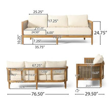 Merax 5-Piece Outdoor Acacia Wood Wicker Conversation Set Beige