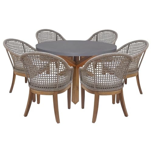 Outdoor 7 Piece Teak Patio Furniture Set with a Table and 6 Chairs