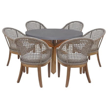 Outdoor 7 Piece Teak Patio Furniture Set with a Table and 6 Chairs