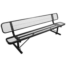 Vraxelor Heavy-Duty Outdoor Metal Bench with Expanded Metal,Outdoor Bench with Backrest for Weatherproof,Outdoor Bench Thermoplastic Coated for Shopping Malls, Stores, Parks, Patios, Decks