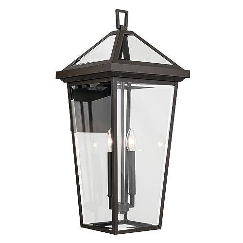 KICHLER Regence 2-Light Olde Bronze Luxe Updated Traditional Outdoor Wall Light with Clear Glass for Outdoor Walls, Exterior Doors, Garage, Porch or Patio Walls