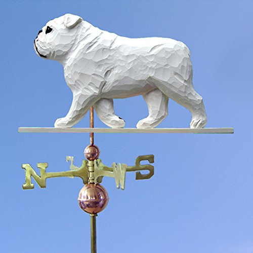 Bulldog Hand Carved & Painted Weathervane White 22 Inch