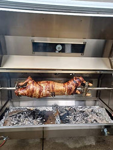 59" Stainless Steel Propane Gas & Charcoal Spit Rotisserie Roaster with Extra Large Hood - Full Cover Included - 200lb Capacity
