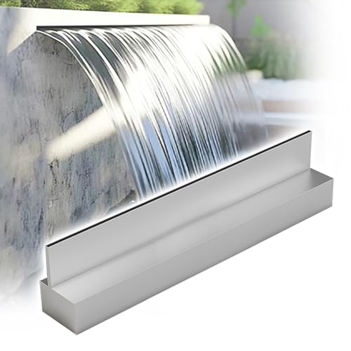 Flush Mount Overflow Water Fountain for Residential Commercial Aquarium Scenic Area Hote, Small/Large Outdoor Pond Waterfall Feature Accessories, Stainless Steel Water Flow Decor Platform