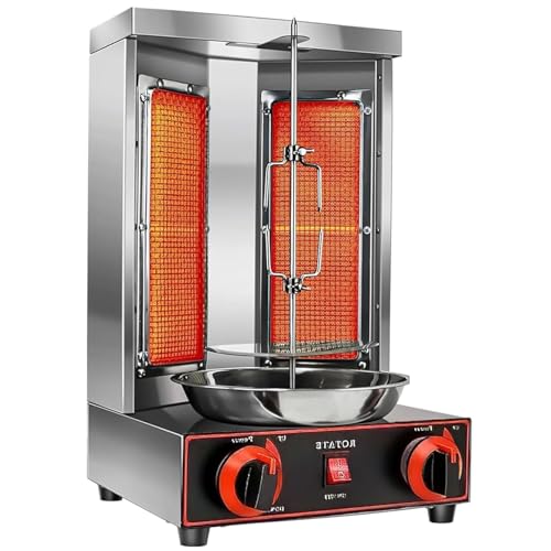 Propane Vertical Broiler Grill Machine - 2-Burner Chicken Cooker & Gyro Rotisserie Oven for Home, Restaurant, Kitchen Parties & BBQs - Perfect Doner Kebab Maker (Barbecuestove)