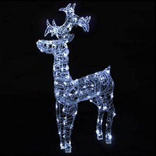 3 Pcs Lighted Reindeer Christmas Decorations Set, 39.4 Inch Large Standing Acrylic Deer Figurines, 8 Lighting Modes, Waterproof LED Outdoor Holiday Lawn Art, Cool White