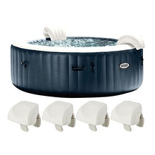 INTEX PureSpa Plus 6 Person Inflatable 85" Round Hot Tub Bubble Jet Spa with 170 Bubble AirJets and 4 Cushioned Foam Hot Tub Headrest Pillows, White