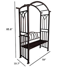 Oakland Living Bronze Aluminum Garden Arbor Arch with 2-Seater Bench